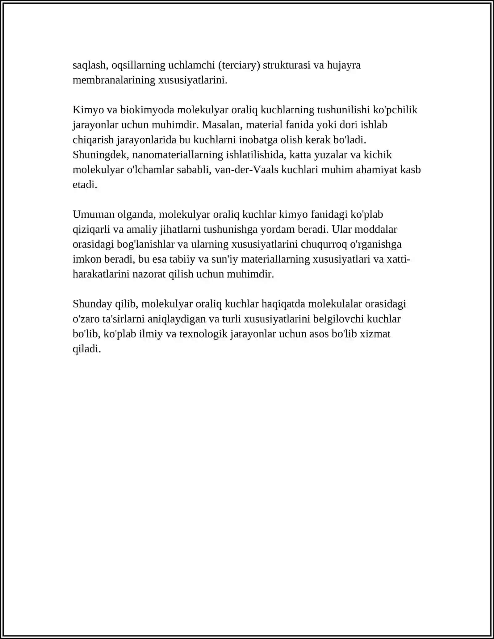 MOLEKULALARARO ÒZARO TA'SIR KUCHLARI TÒĜRISIDA TUSHUNCHA 4