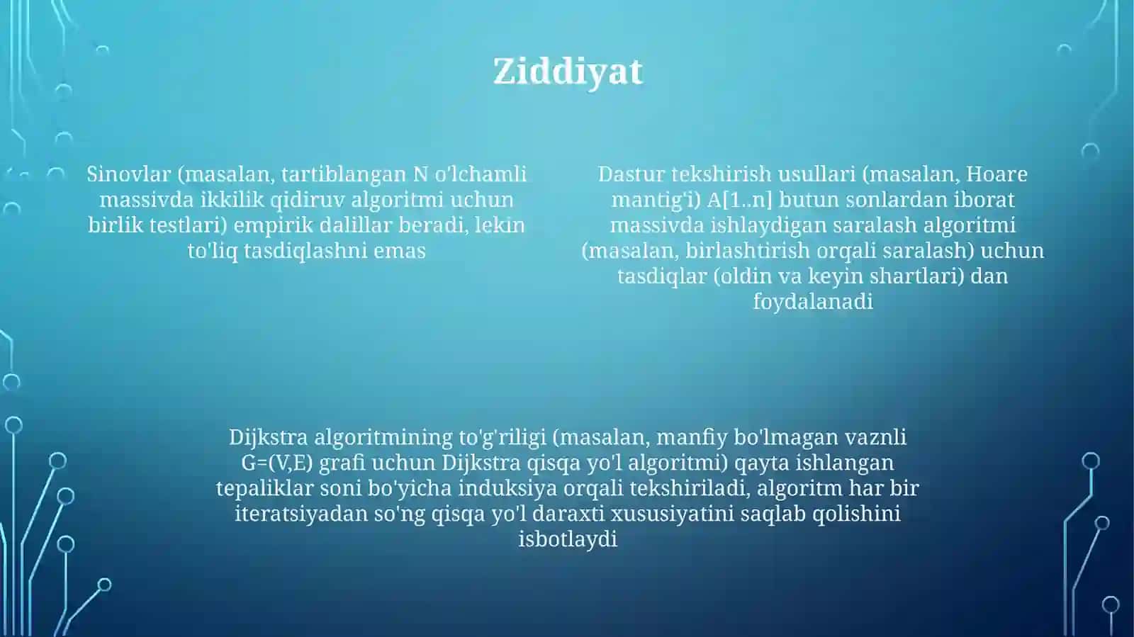 Algoritmnitoʻgʻriliginitekshirishgamisollar 4