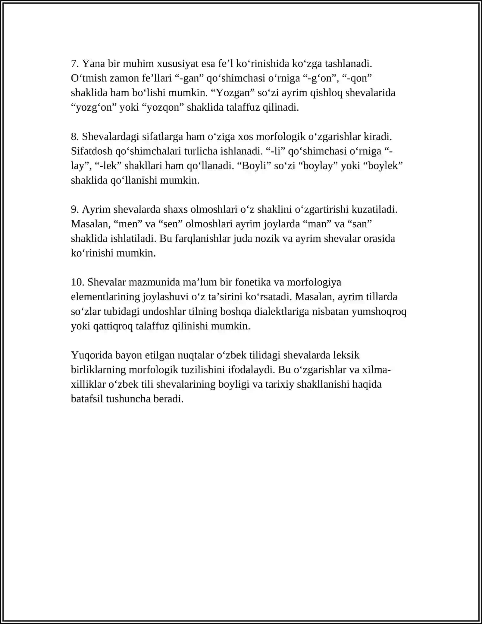 LEKSIK TAHLIL. SHEVALARGA XOS MATNLARNING LEKSIK XUSUSIYATLARI 4