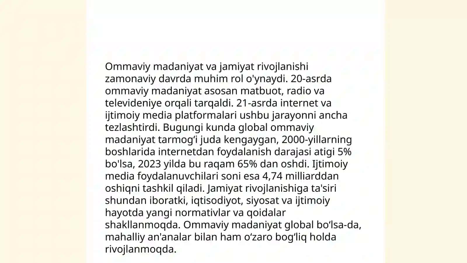 Ommaviy madaniyatning shakllanish tarixi va uning turlari 4