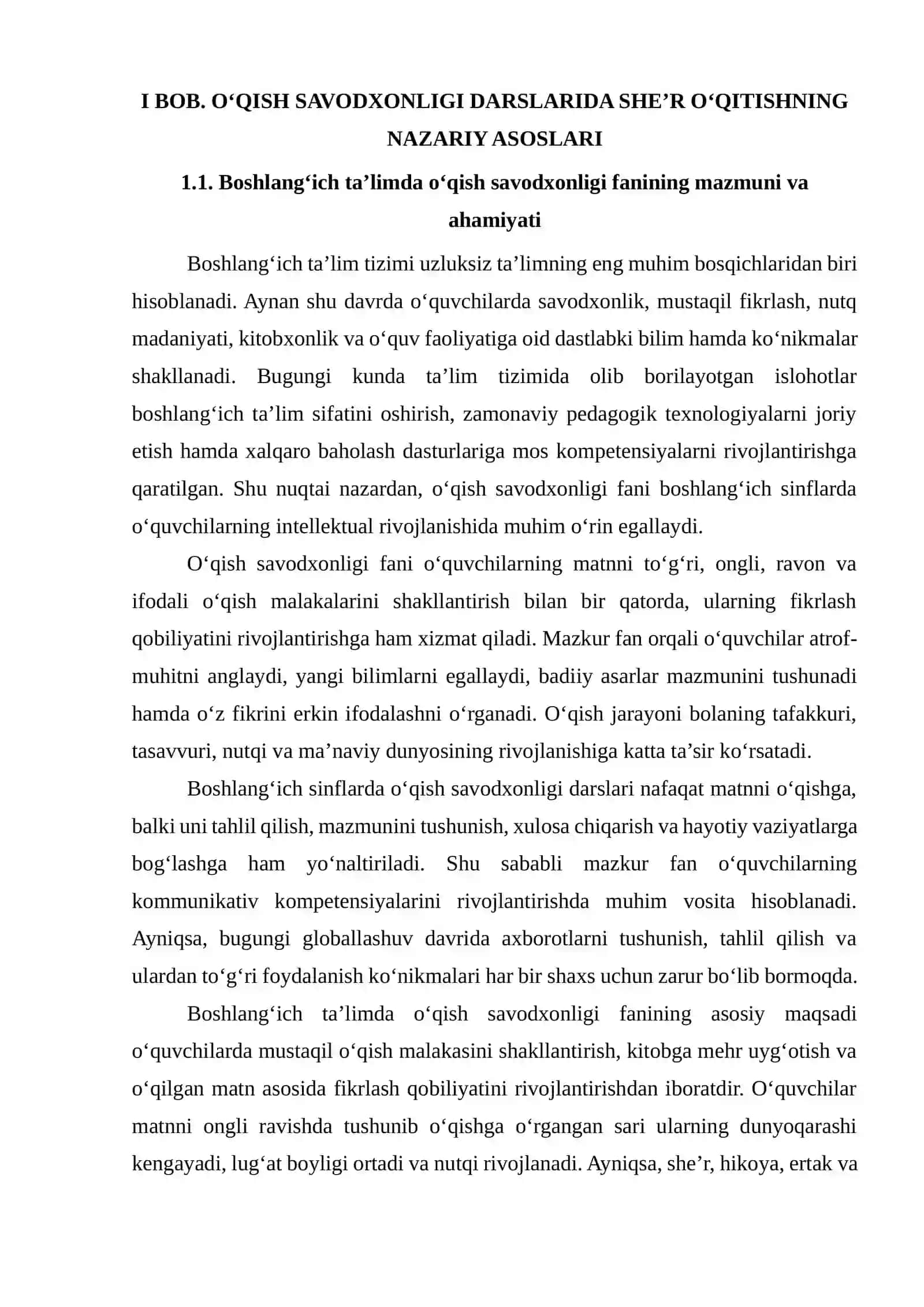 O‘QISH SAVODXONLIGI DARSLARIDA SHE’RNI O‘QISH METODIKASI (2 – SINF) 4