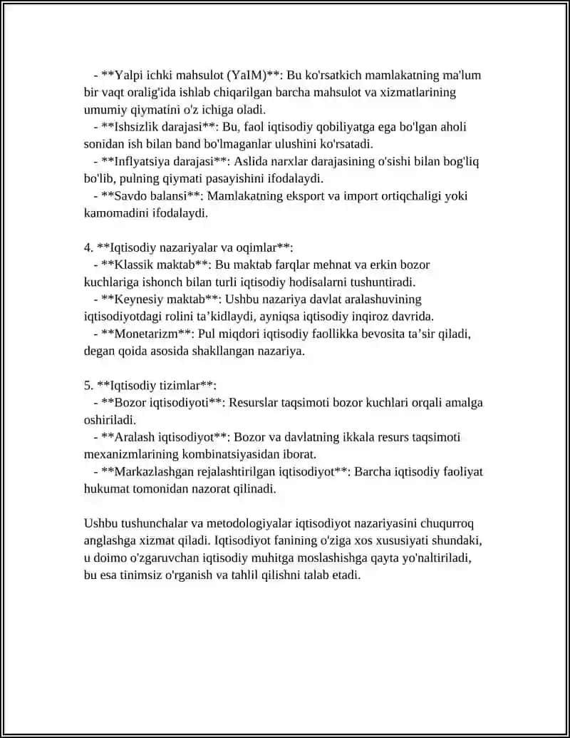 MENGA IQTISODIYOT NAZARYASIDAN MUSTAQIL ISH TAYYORLAB BERING 4