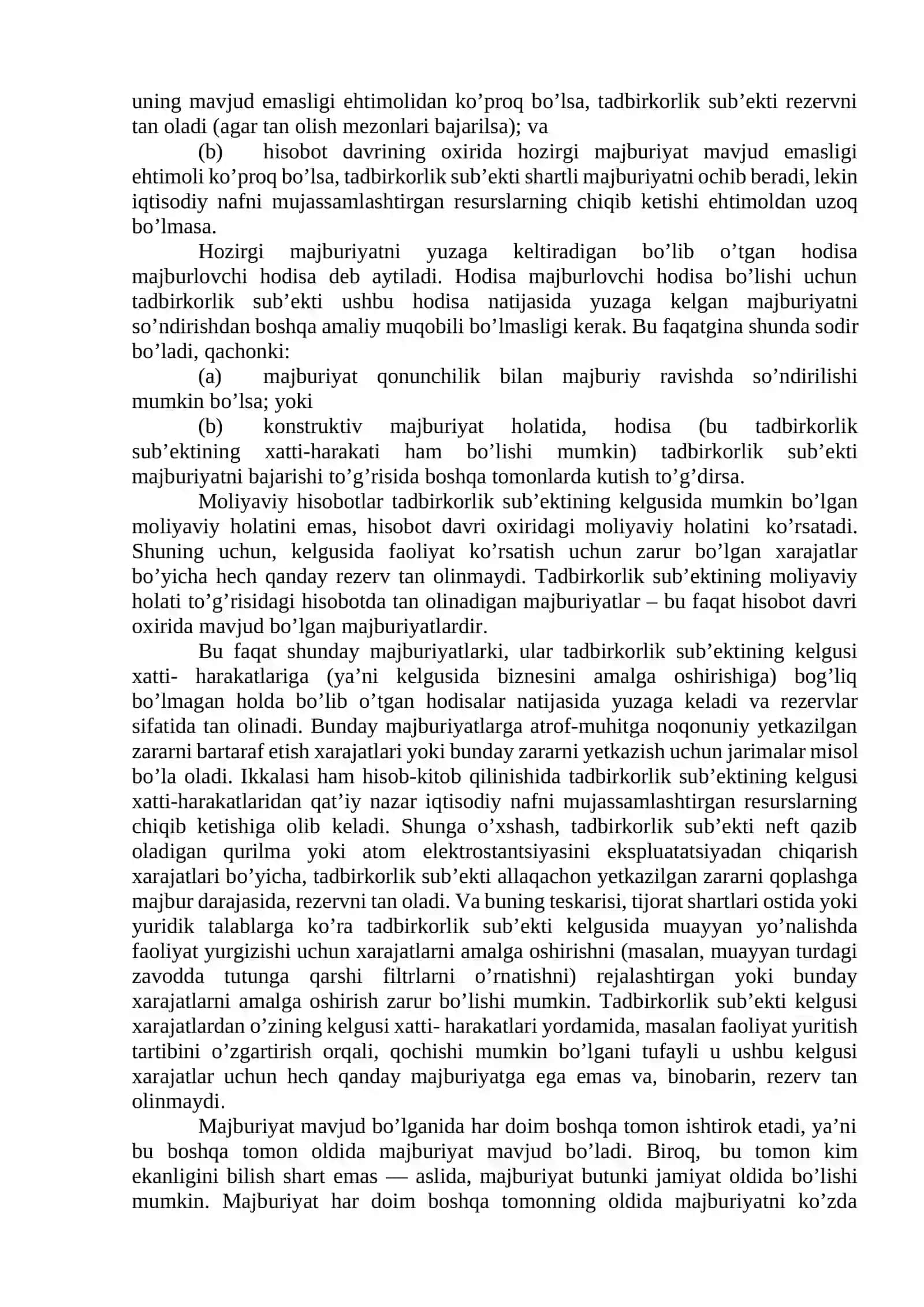 Moliyaviy hisobotlar xalqaro standartlari talablariga muvofiq nomoliyaviy majburiyatlar hisobi va ularning tavsifi 4