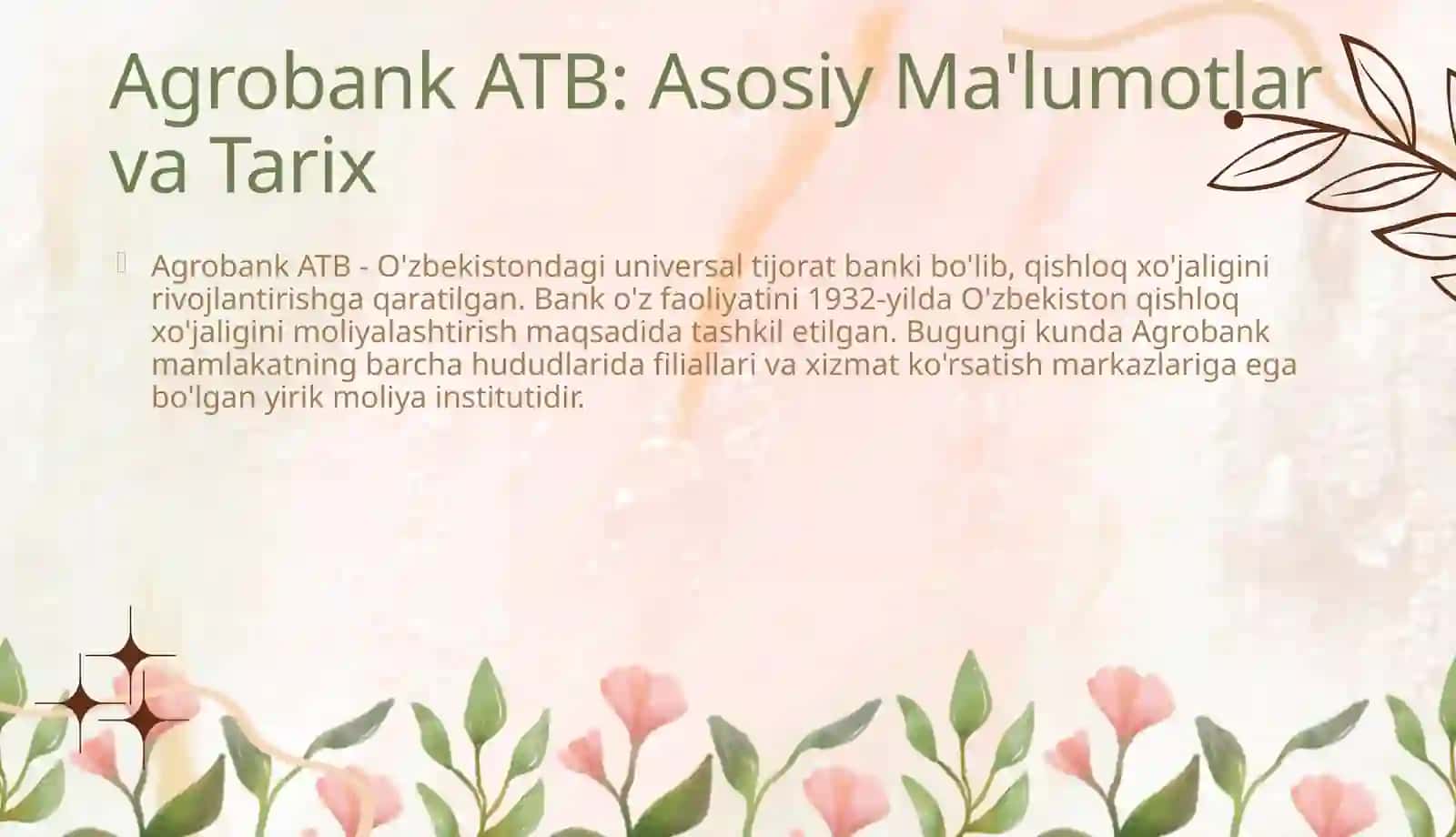 Agrobank ATB: Umumiy Tavsif va Faoliyat Yo'nalishlari 4