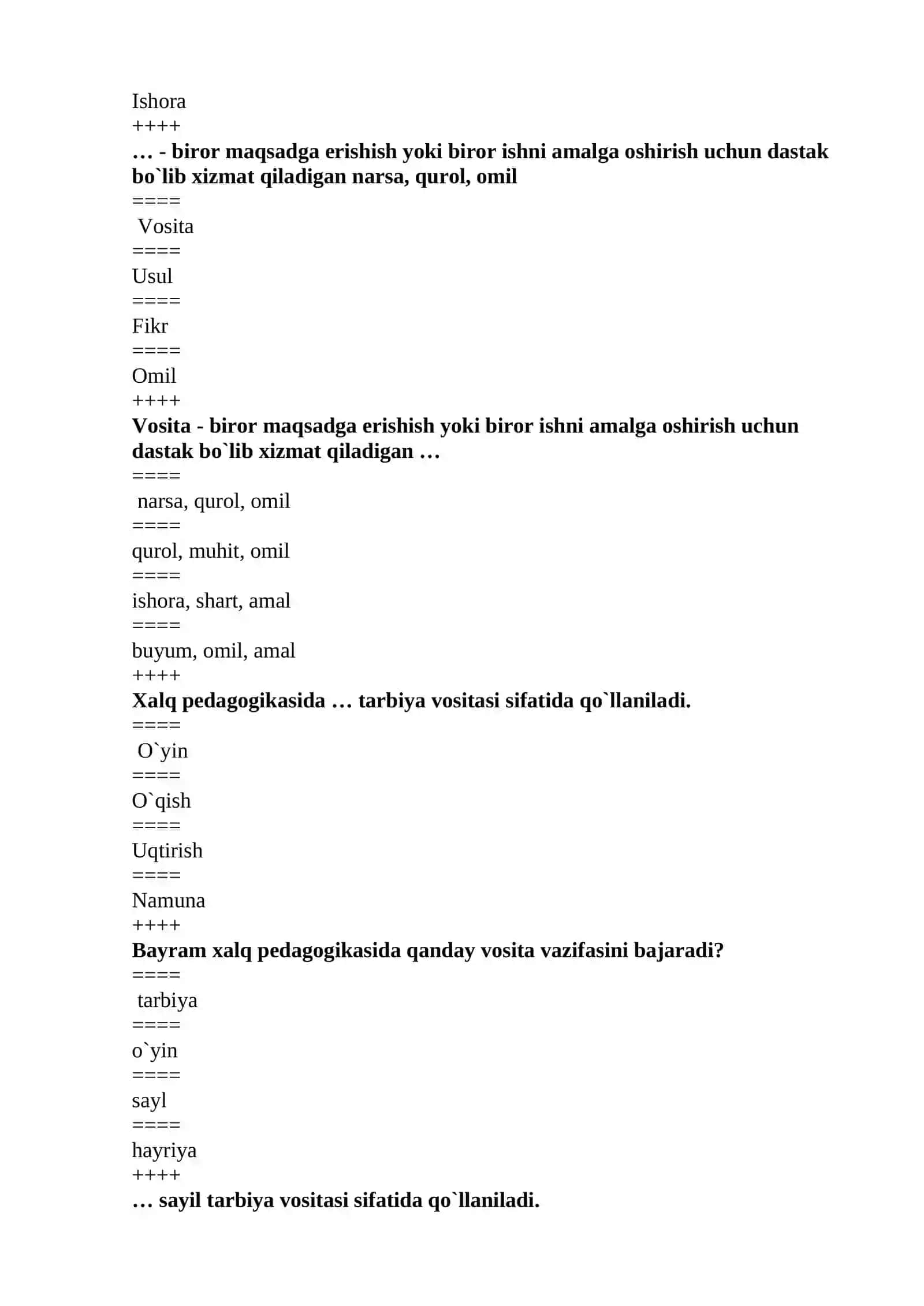 Xalq pedagogikasidan yakuniy testi 4