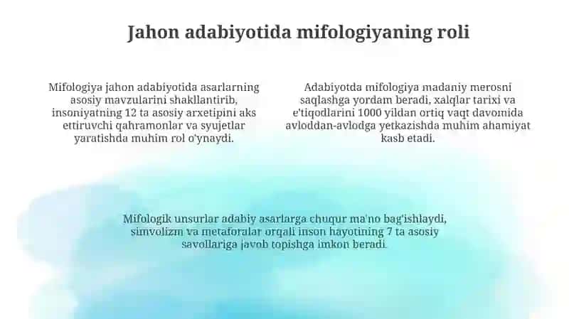 Jahon adabiyoti va mifolgiya masalasi 4