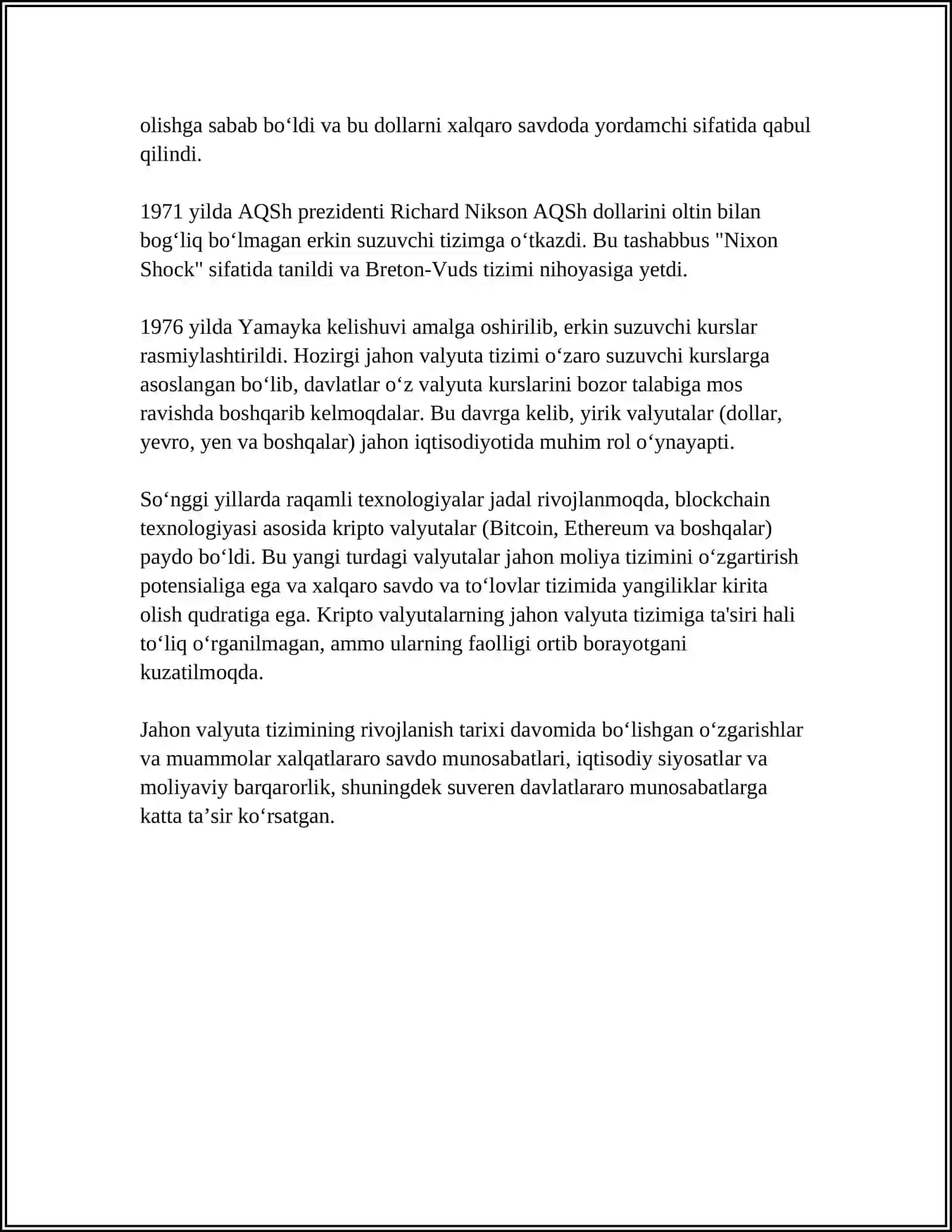 JAHON VALYUTA TIZIMI VA UNING RIVOJLANISH BOSQICHLARI 4