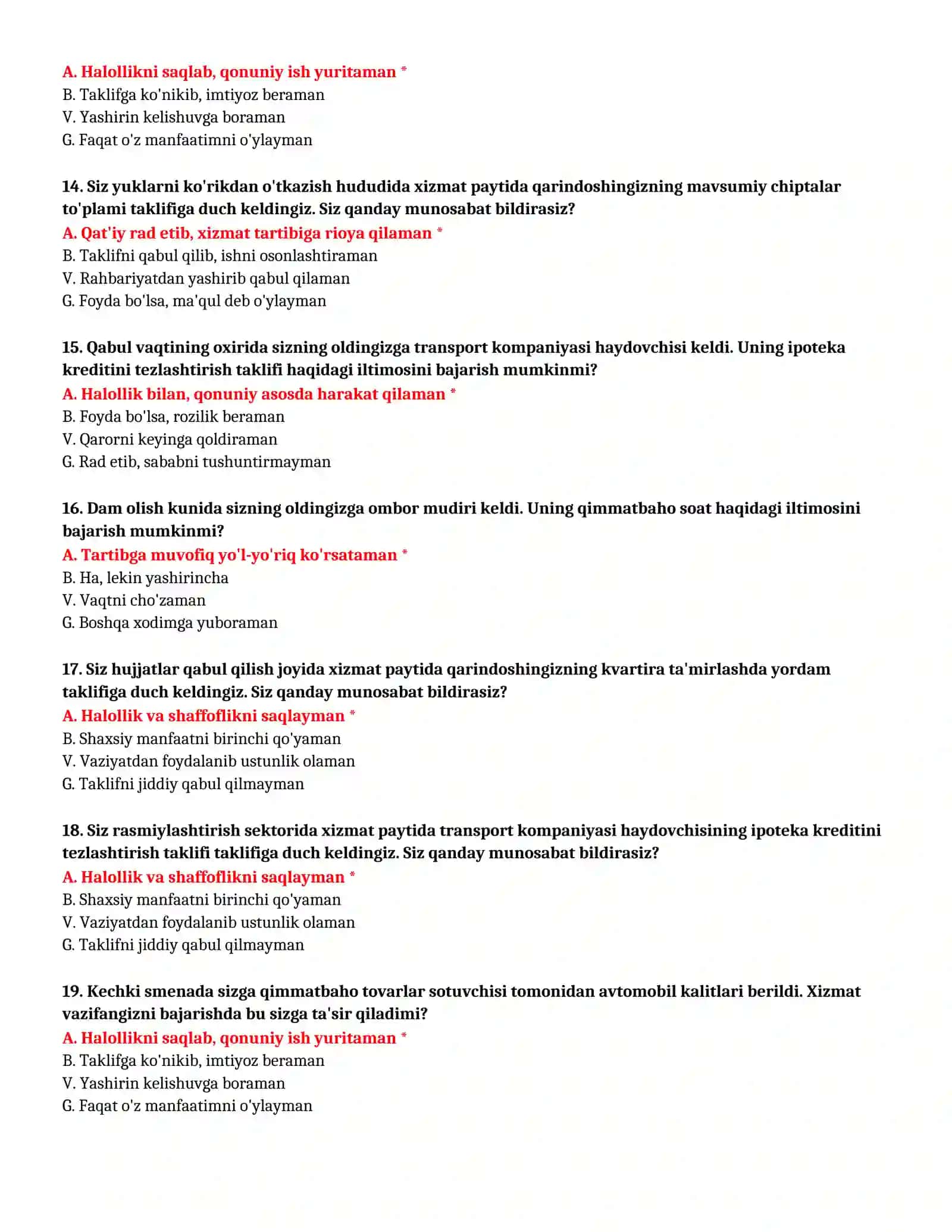 BOJXONA AKADEMIYASI - SUHBAT TESTLARI (№ 3) 4