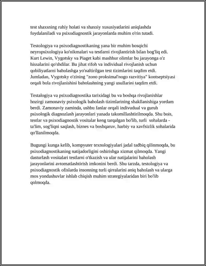 TESTALOGIYA VA PSIXODIAGNOSTIKANING BOG’LIQLIGI 4
