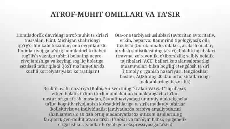 Tarbiyaga ta'sir etuvchi omillar. Tarbiya nazariyasi va tarbiya turlari 4