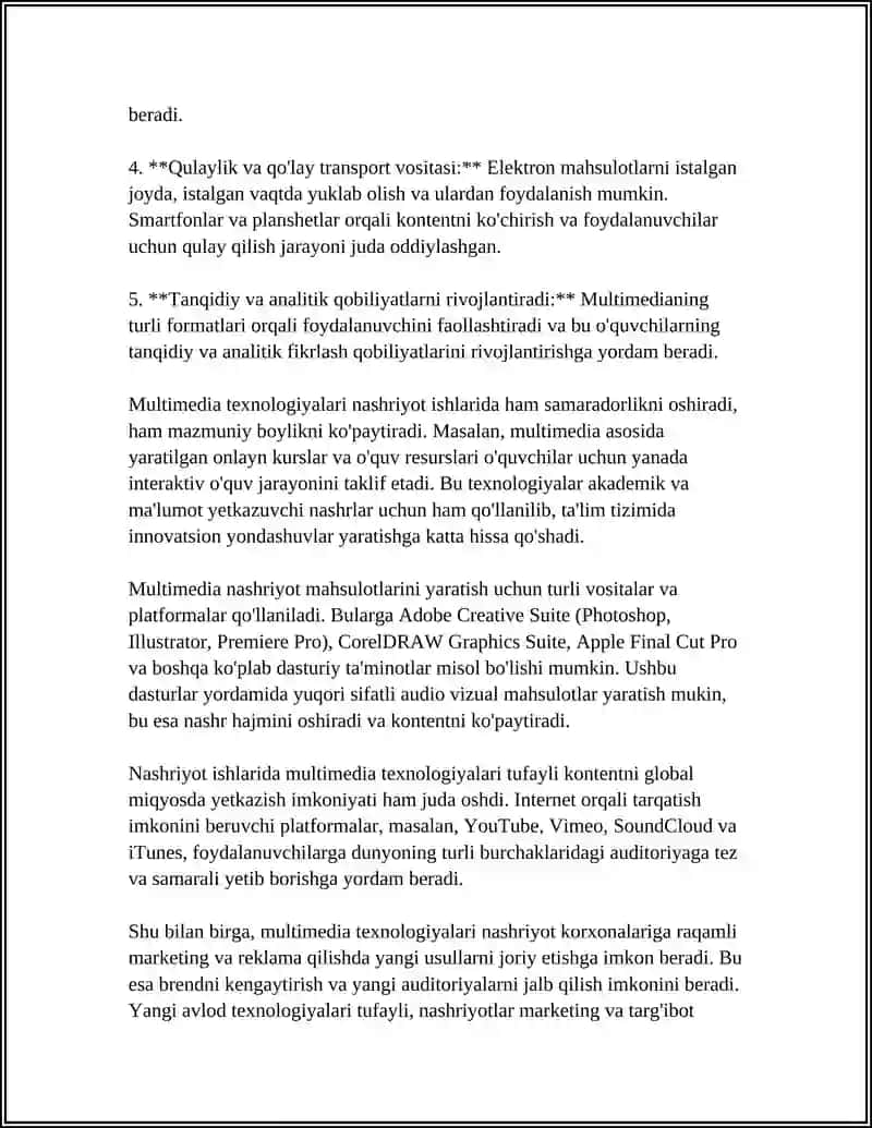 NOSHIRLIK ISHIDA MULTIMEDIA TEXNALOGIYALARI 4