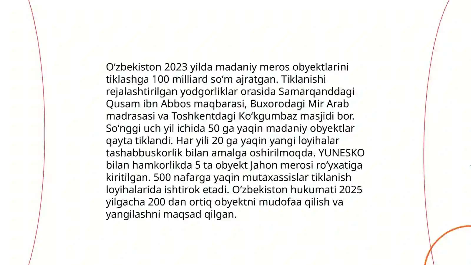 Mustaqillik yillarida Oʻzbekistondagi ma’naviy va madaniy taraqqiyot 4