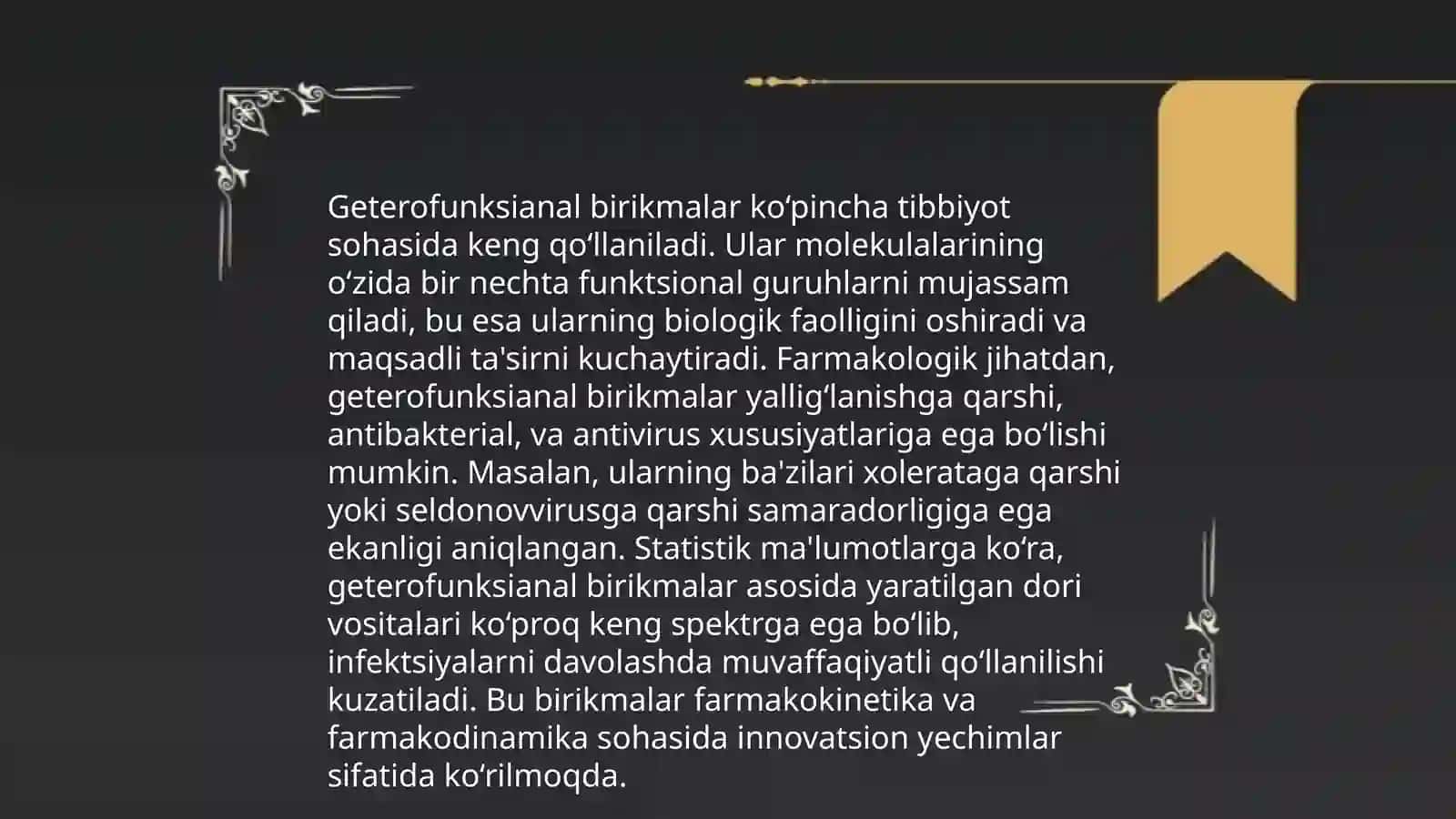 Poli va geterofunksianal birikmalar metabolitlar dorivor moddalar sifatida [tibbiyotdagi ahamiyati 4