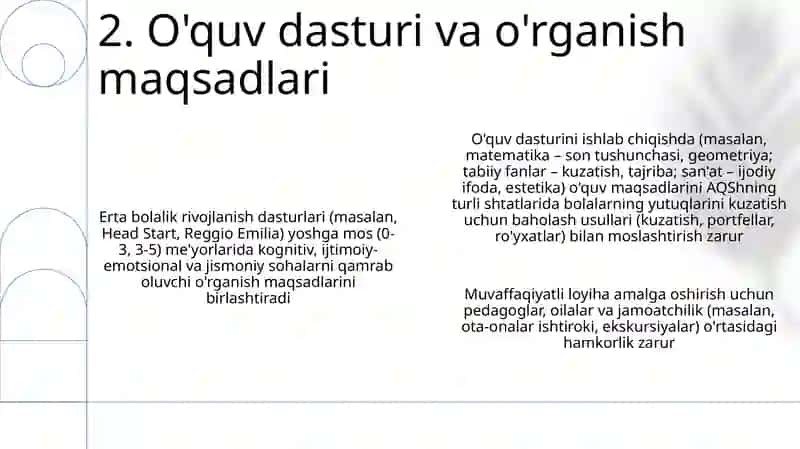 Erta bolalik loyihalarida baholash va ta'lim 4