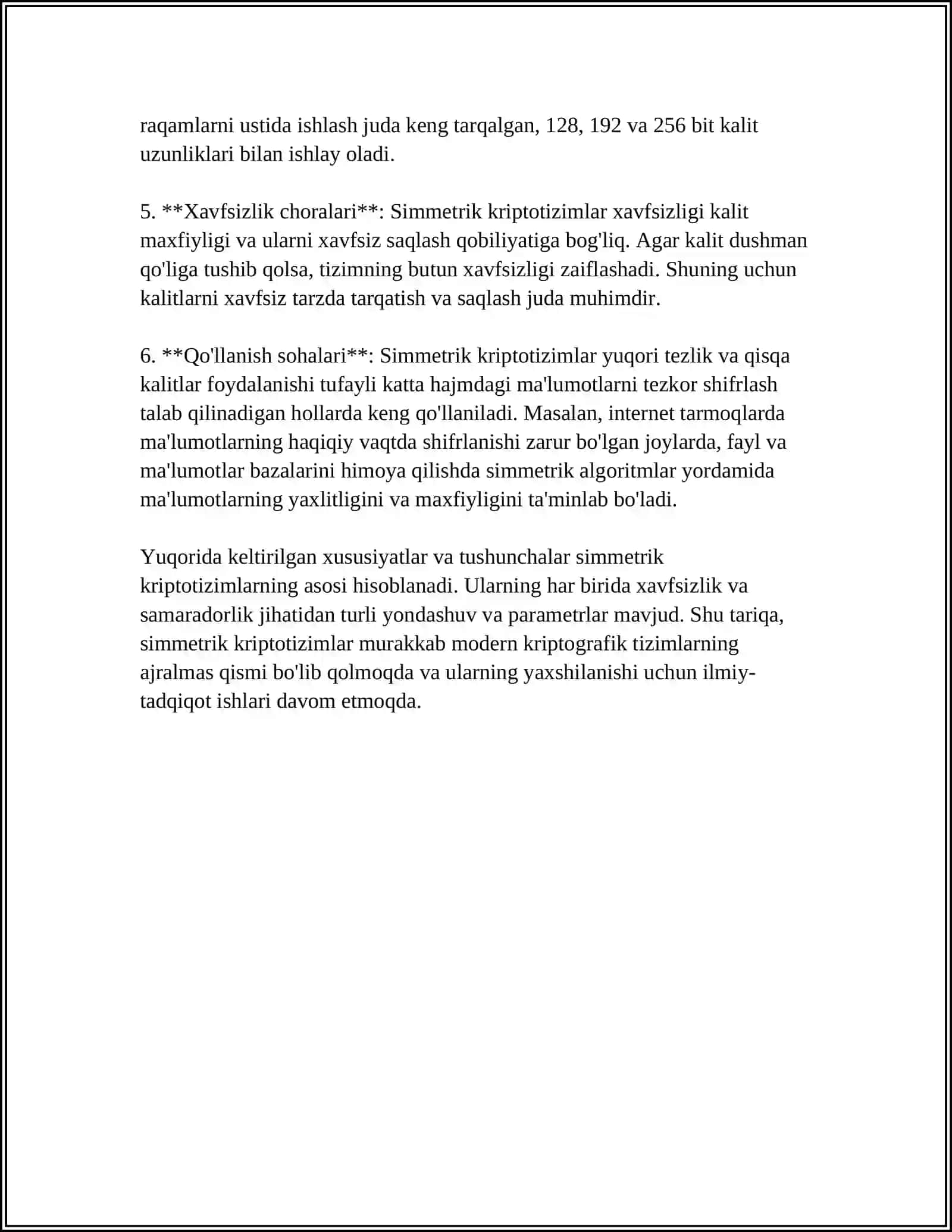 SIMMETRIK KRIPTOTIZIMLAR TAHLILI (BLOKLI VA OKIMLI) 4