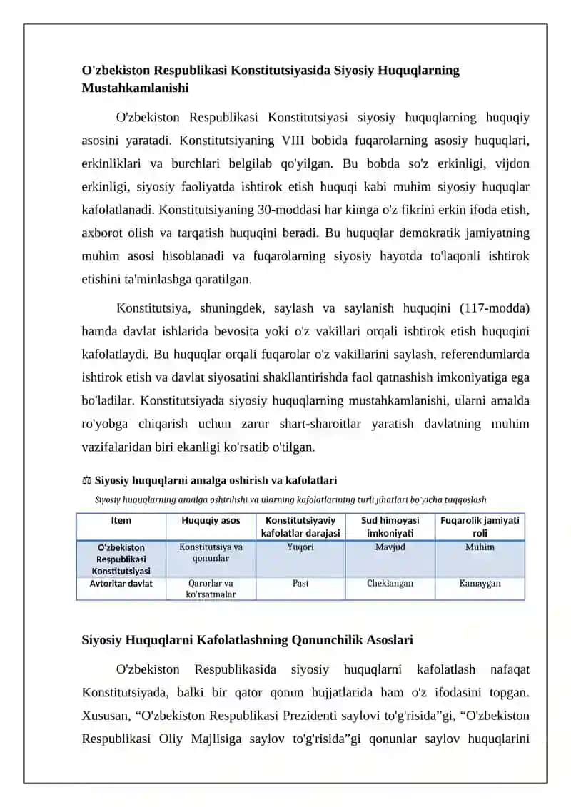 Siyosiy huquqlarning amalga oshirilishi va kafolatlari 4