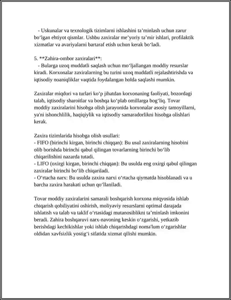 TOVAR MODDIY ZAHIRALARNI HISOBGA OLISH 4