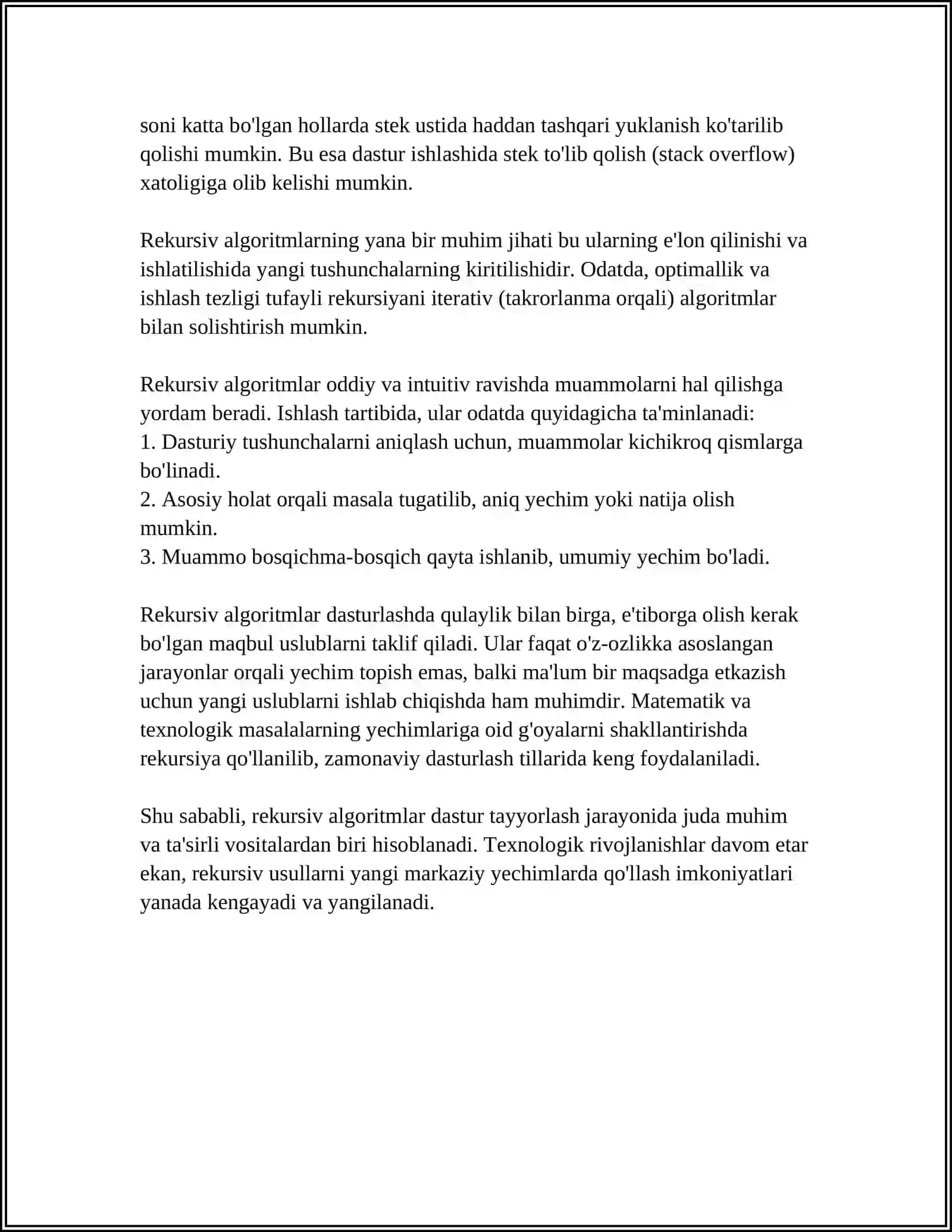 TAKRORLANUVCHI ALGORITMLAR 4
