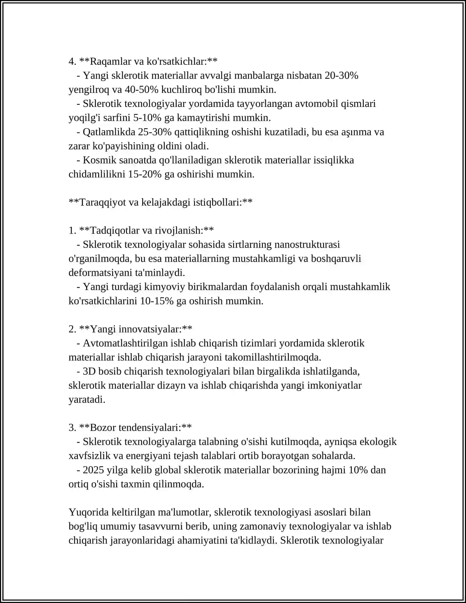 Sklerotik texnologiyasi bo'yicha polietilen uchun texnologiyasi va uning afzalligi 4