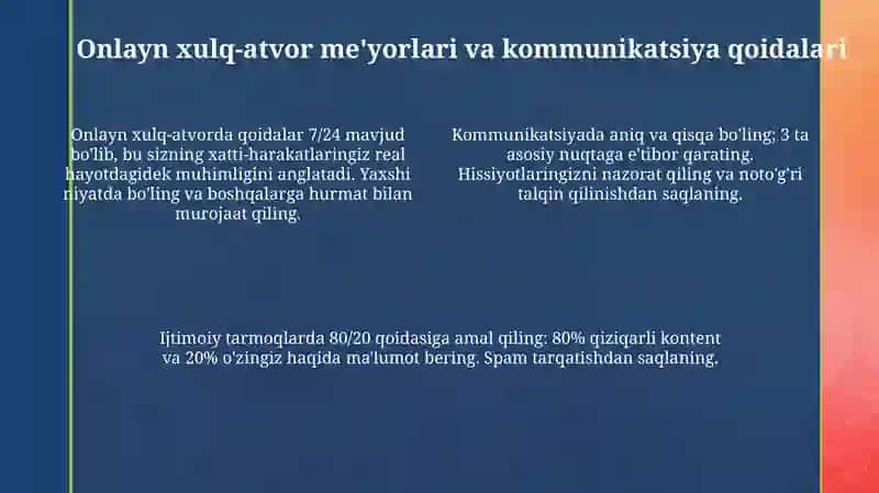 Tarmoq odob -axloqi (Infoetika) 4