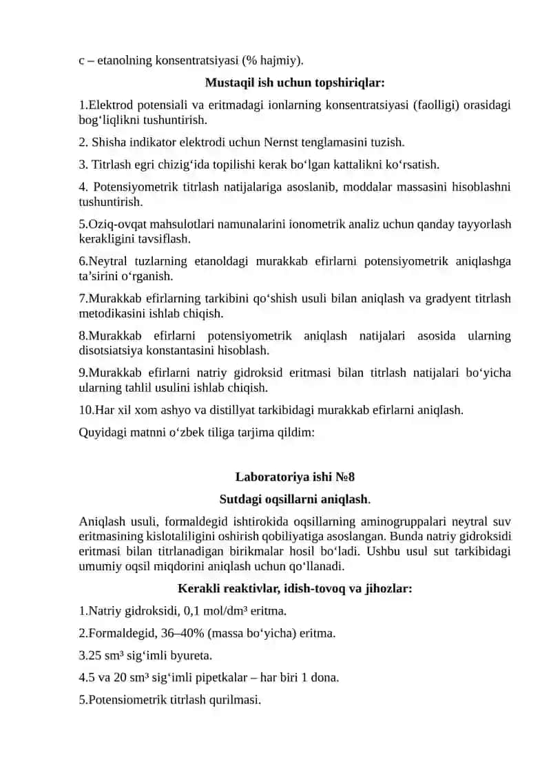 Etanoldagi kislotalarni aniqlash. 4
