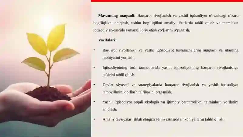 Barqaror rivojlanish va yashil iqtisodiyot o'zaro bog'liqligi 4