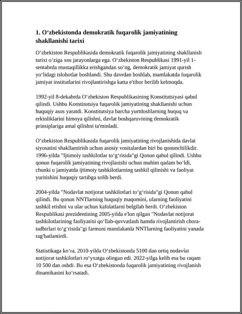 O‘zbekistonda demokratik fuqarolik jamiyatining shakllanishi tarixi 4