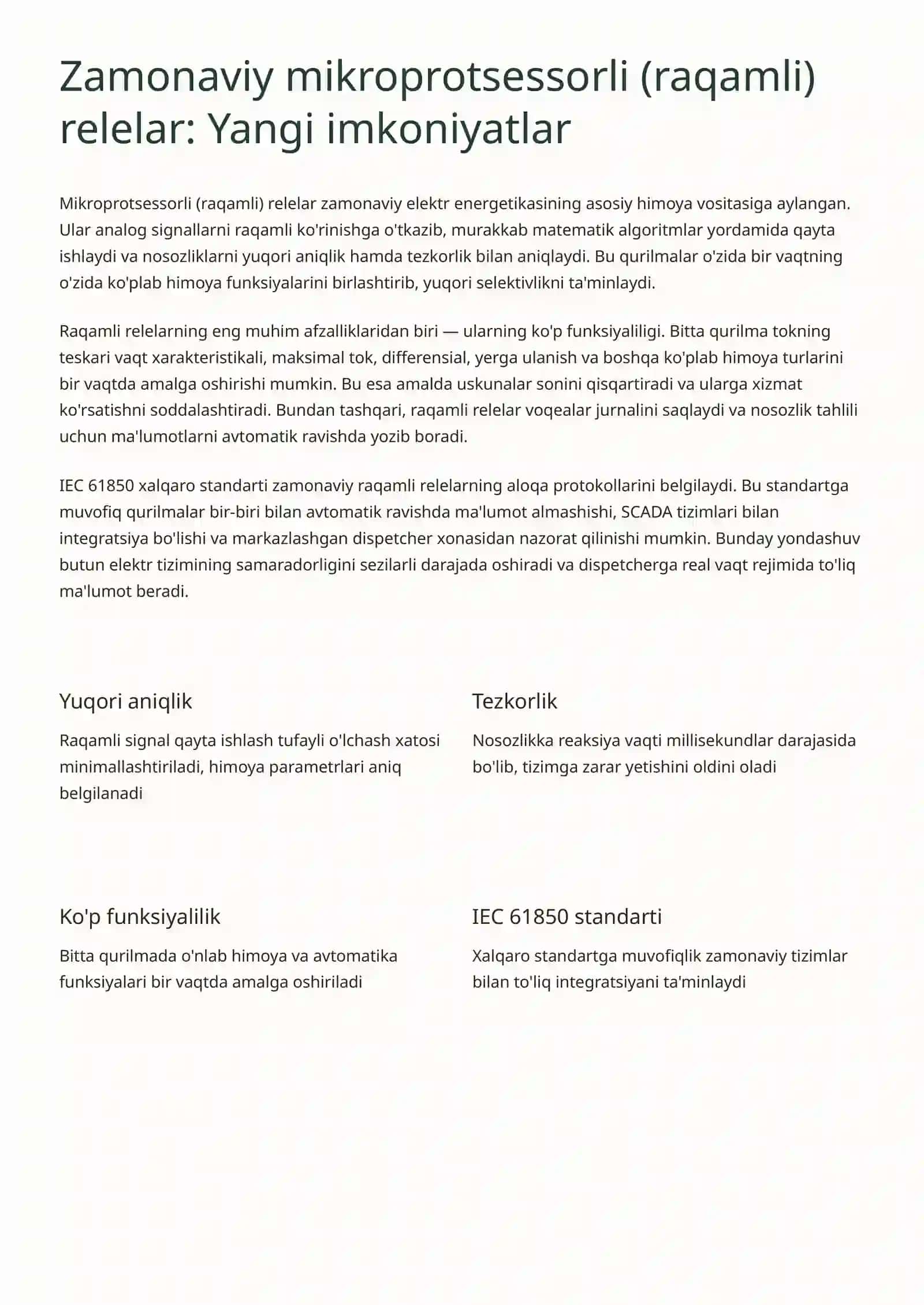 1 kV gacha bo'lgan elektr tarmoqlarini zamonaviy avtomatik uzgichlar bilan himoyalashni tashkil etish 4