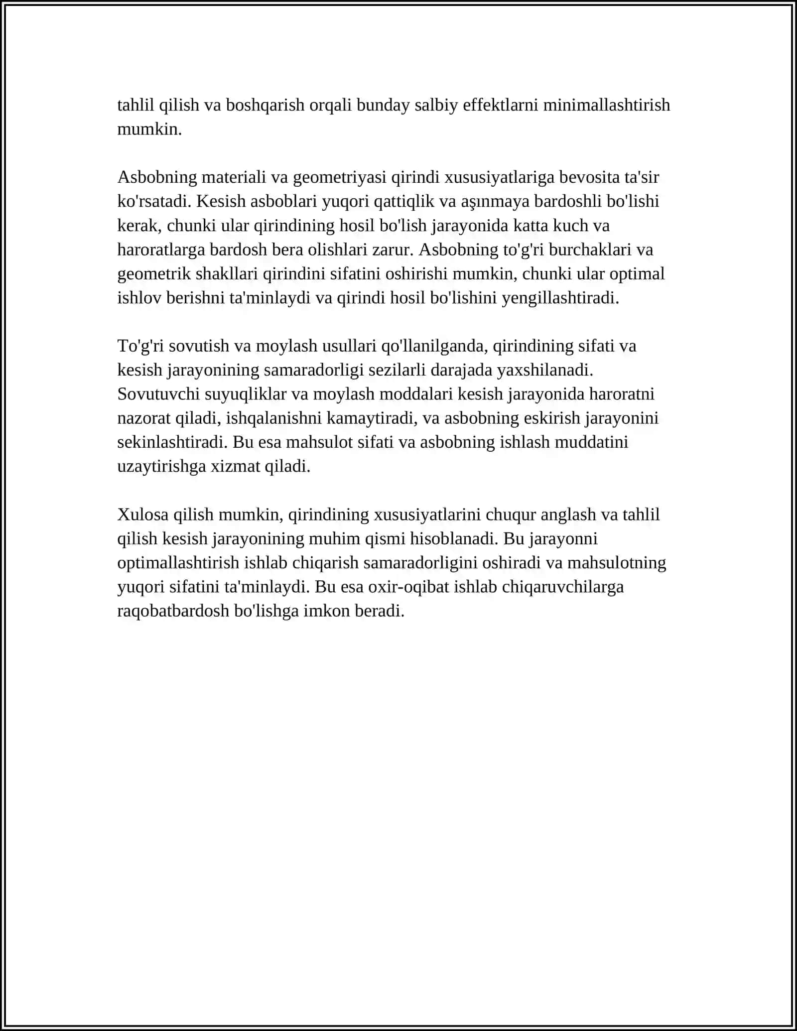 Qirindining xususiyatlari 4