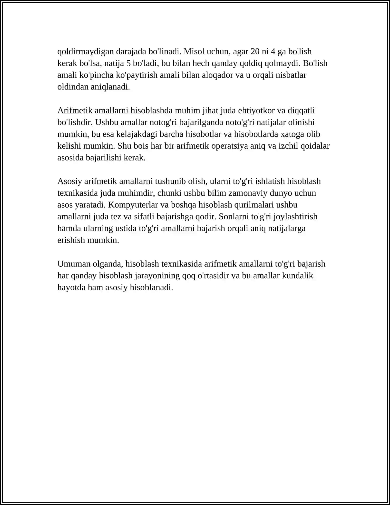 HISOBLASH TEXNIKASIDA AXBOROTNI QAYTA ISHLASHNING ARIFMETIK ASOSLARI 4