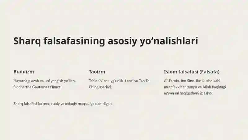 Sharq va Gʻarb Falsafasining Mohiyati: Mutafakkirlar Taʼriflari va Tasnifi 4
