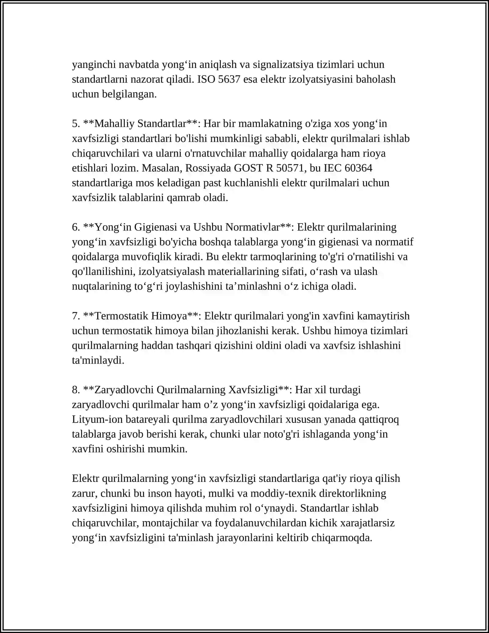 ELEKTR QURILMALARINING YONGʻIN XAVSIZLIGI 4