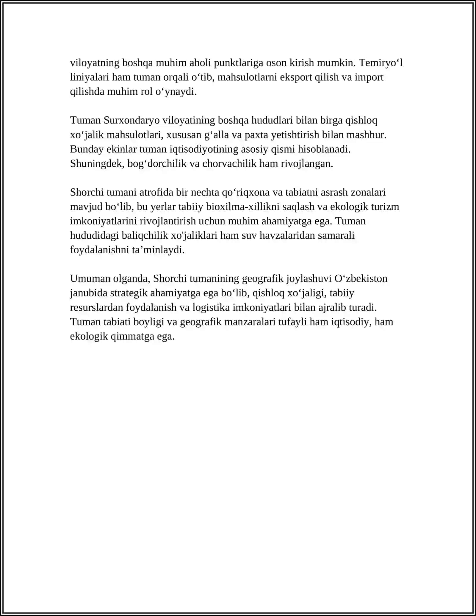 SURXANDARYO VILOYATIDAGI SHO'RCHI TUMANI HAQIDA MALUMOT 4
