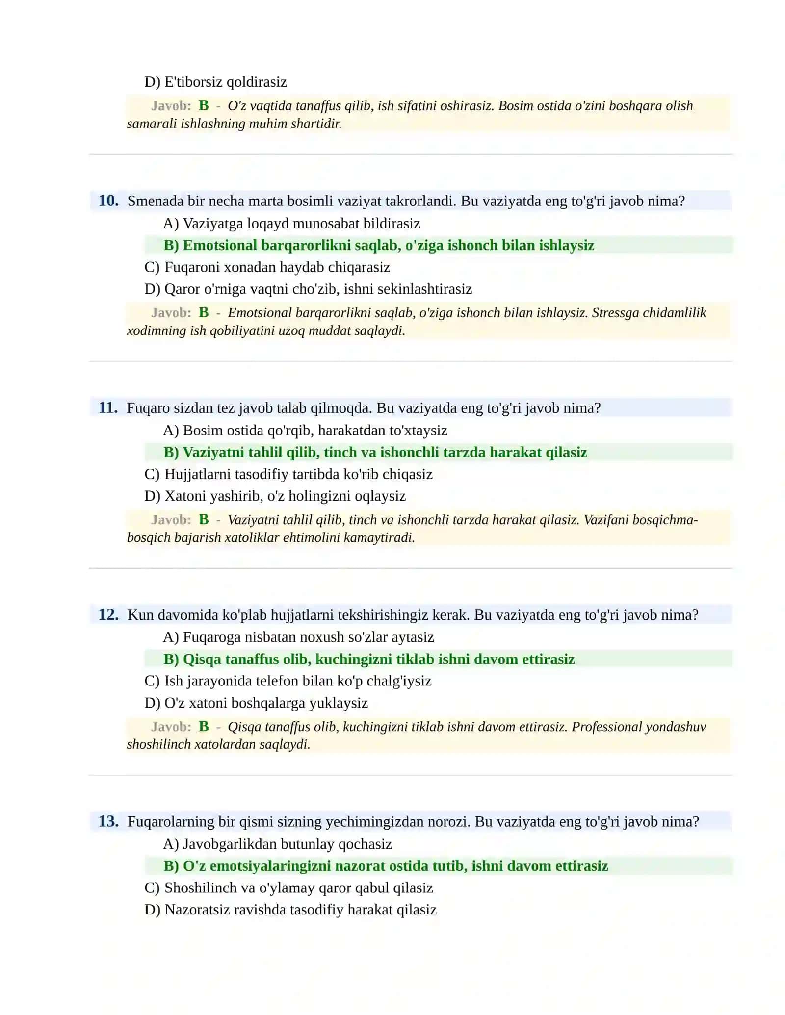 BOJXONA XIZMATIGA ISHGA KIRISH PSIXOLOGIK SINOV Testlari 4