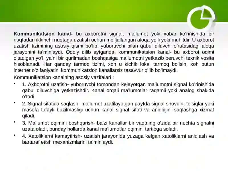 Kommunikatsion kanal va aloqa protsessori, axborot uzatish muhiti 4