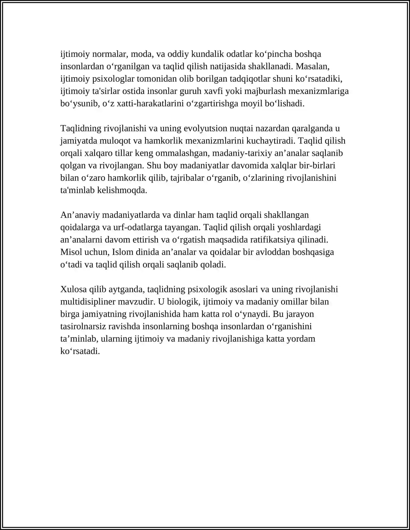 IJTIMOIY TAʼSIR MEXANIZMLARI: TAQLID, ISHONTIRISH, MAJBURLASH 4
