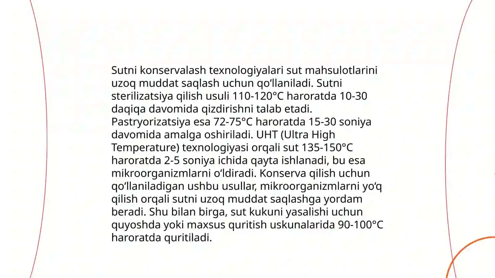 Konservalangan sut mahsulotlari xavfsizlik talablariga javob beruvchi texnologik jarayonlarni rejalashtirish 4
