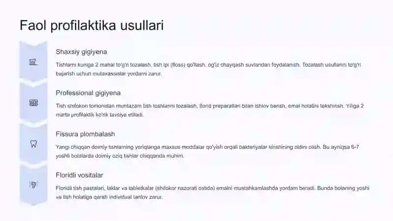 Stomatologik kasalliklar profilaktikasi va ratsional ovqatlanish 4