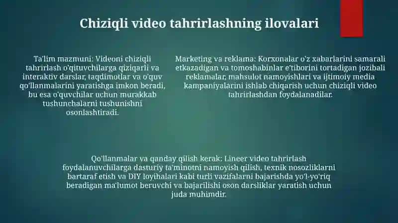 Video Tahrirlash (Chiziqli Vidyomantaj) 4