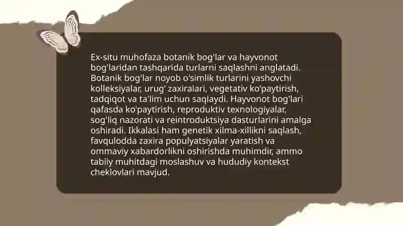 Oʻsimliklar va hayvon turlarini saqlash usullari 4