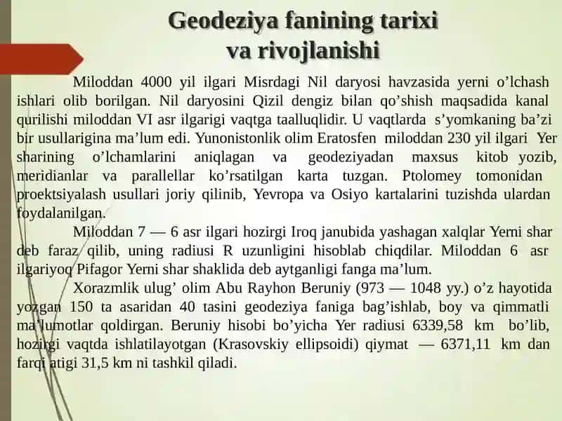 Geodeziya, Kartografiya va Kadastr 4