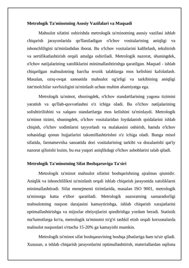 Mahsulot sifatini yaxshilashda metrologik taminotning vazifalari 4
