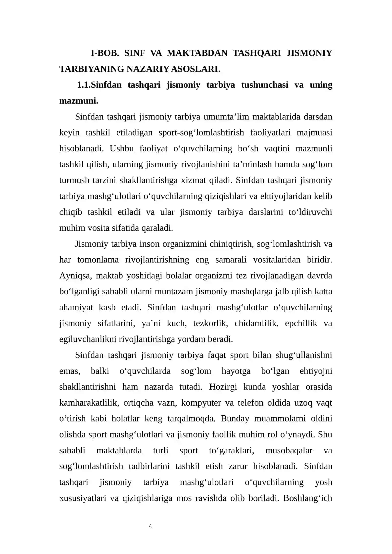 Sinfdan va maktabdan tashqari olib boriladigan jismoniy tarbiya tizimi 4