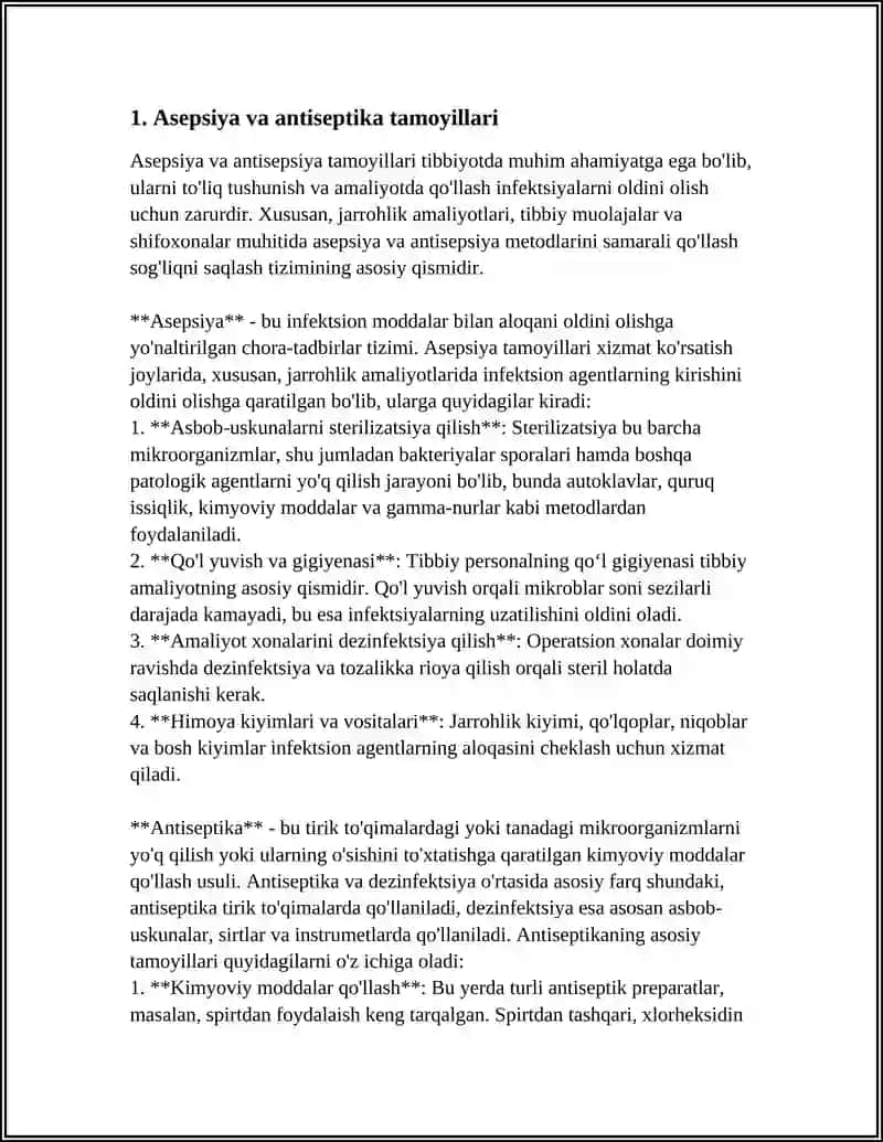 ASETIKA VA ANTISEPTIKA TAMOYILLARI. QO‘LLAR GIGIYENASI. QO‘LLARNI YUVISH TEXNIKASI 4