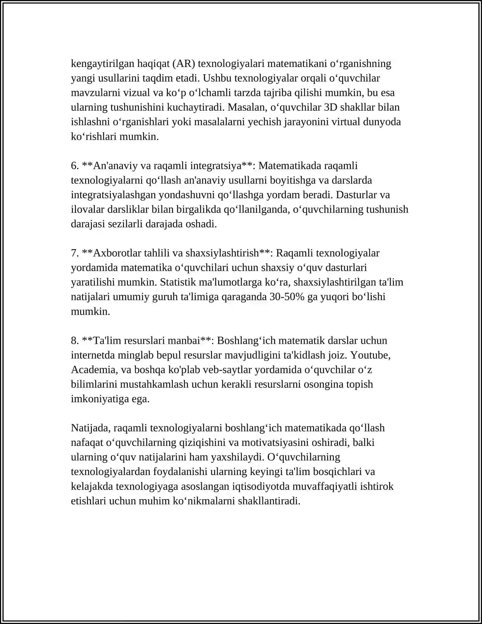 BOSHLANGʻICH SINFLARDA MATEMATIKA DARSLARIDA RAQAMLI TEXNALOGIYALARNI JORIY ETISH METODIKASI 4