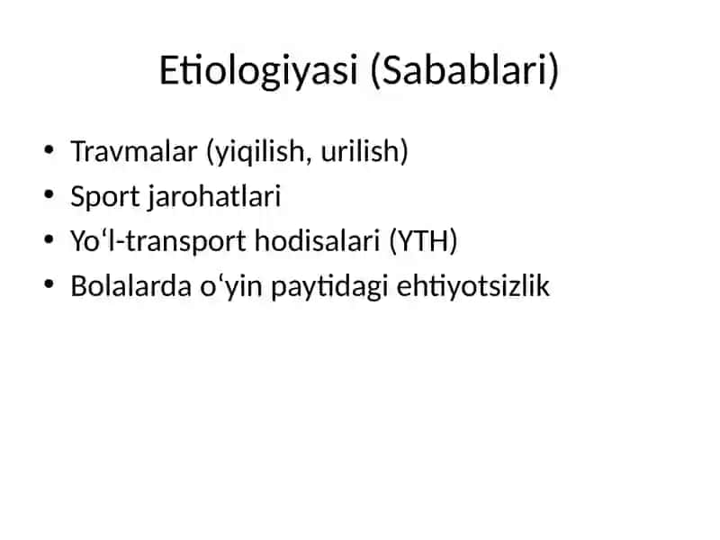 Tish Jarohati: Klinikasi va Tashxislash 4