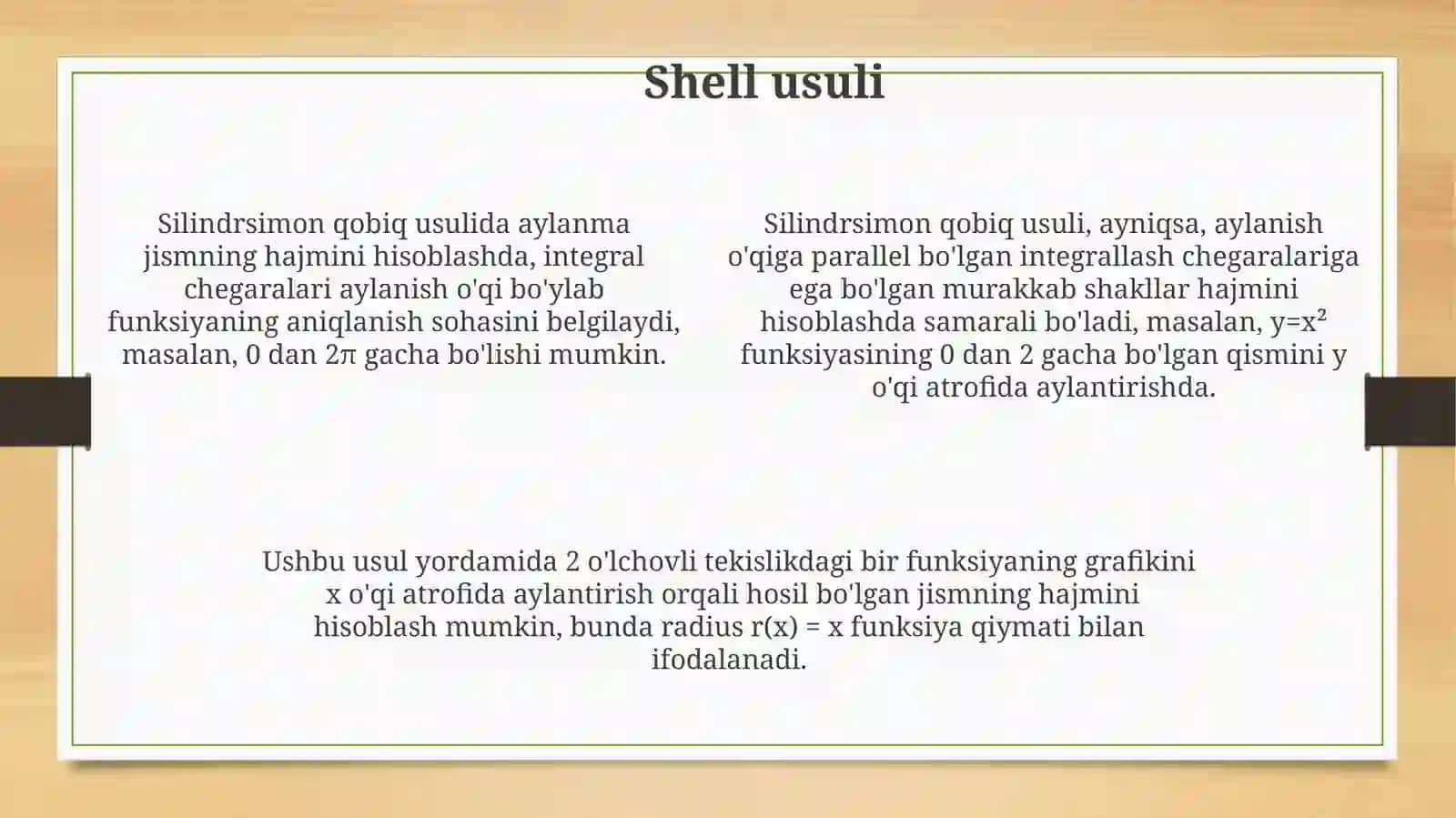 Aylanish jismini hosil qilish usullari 4