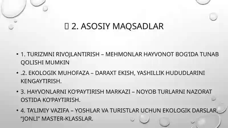 Hayvonot bog‘i ichida davlat-xususiy sherikchilik asosida ekologik mehmonxona – turizm, ta’lim va ekologiyani birlashtiruvchi innovatsion g‘oya 4