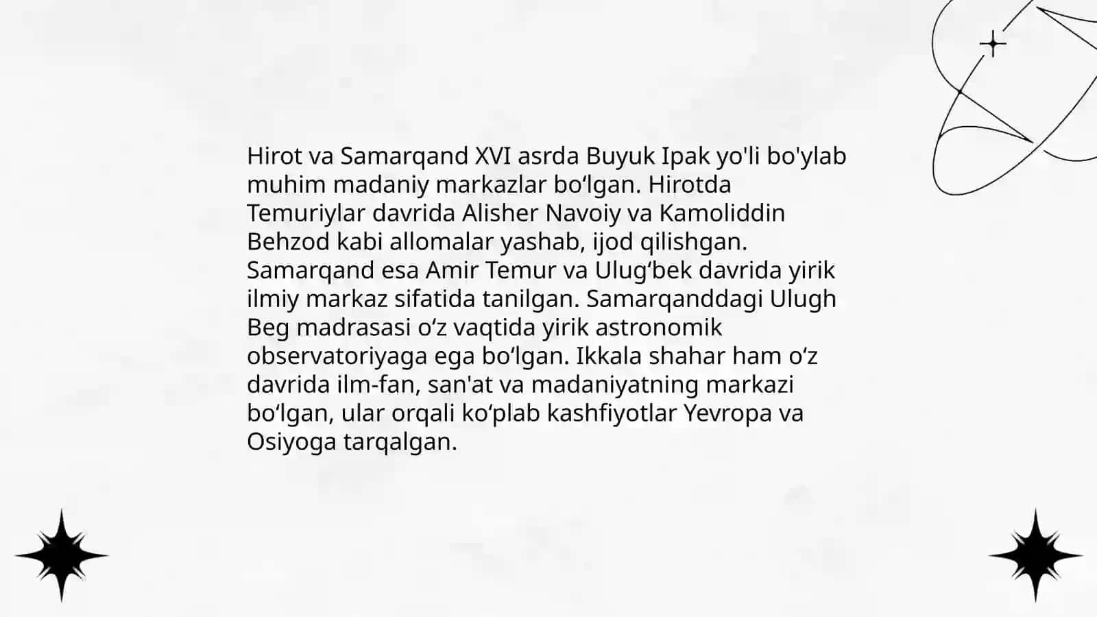 Temuriylar davridagi madaniy uyg'onish 4