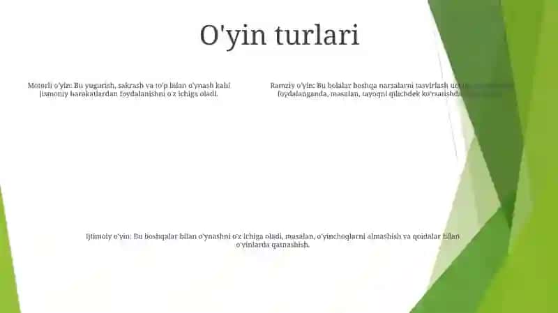 OʻYin Bola Faoliyatining Asosiy Turi 4